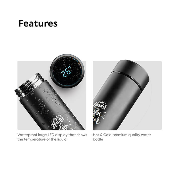 LED Temperature Digital Display Stainless Steel Water Bottle