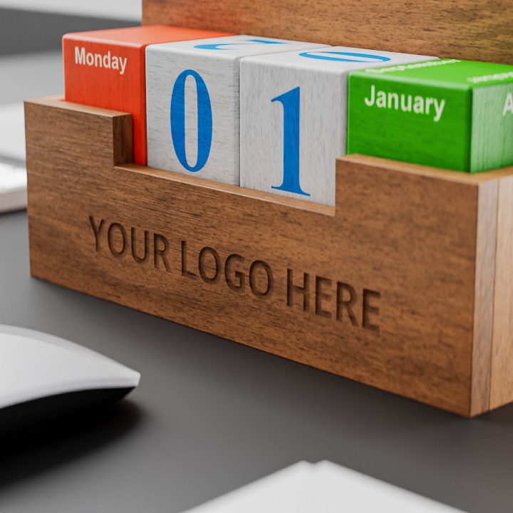 Wooden Phone & Pen Holder with Calendar Blocks