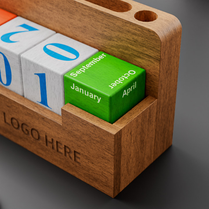 Wooden Phone & Pen Holder with Calendar Blocks